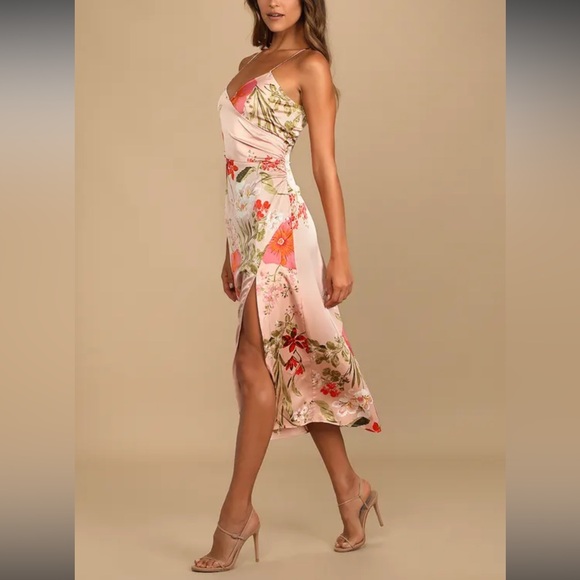 Lulu's Pink Floral Maxi Dress - Picture 2 of 7